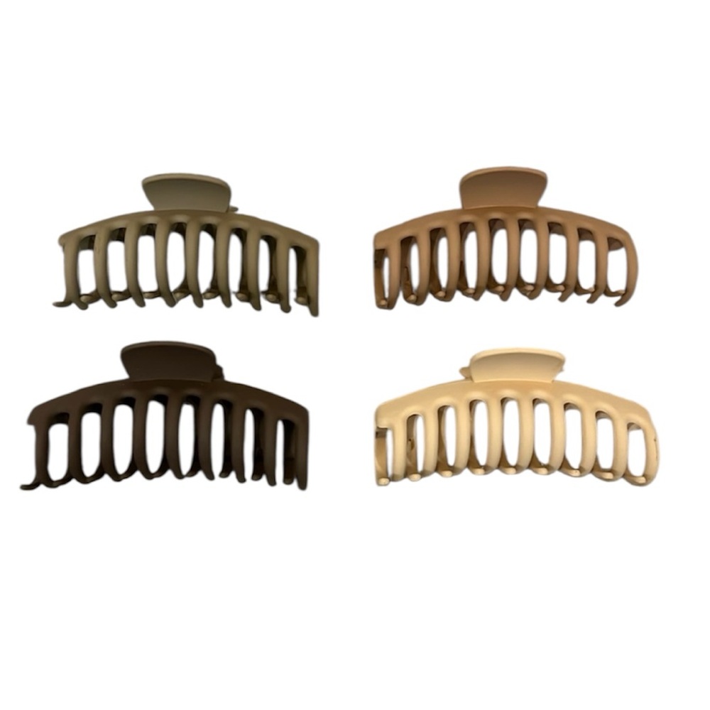 Set of 4 Neutral Colored Claw Clips (Cream, Coffee, Dark Chocolate, Mauve)